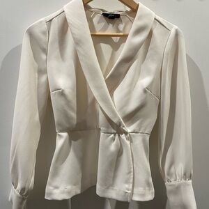 J. Crew Cream Wrap Blouse